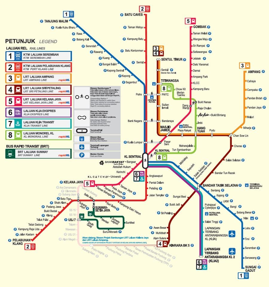 lrt linie harta kuala lumpur