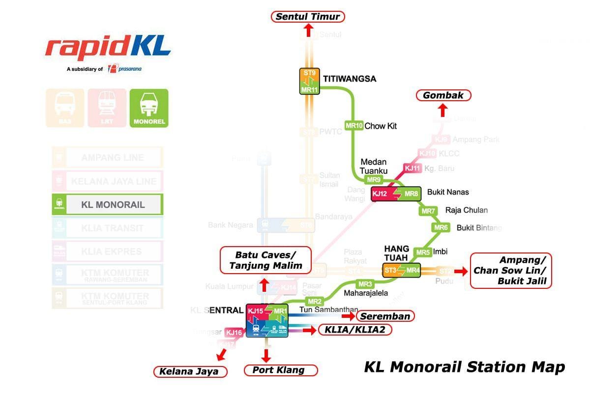 kl sentral monorail hartă