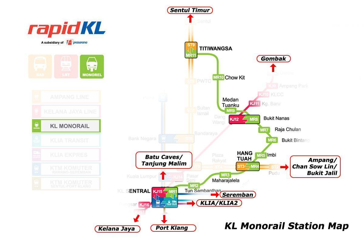 kl sentral monorail hartă