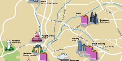 Kuala lumpur locuri de interes hartă